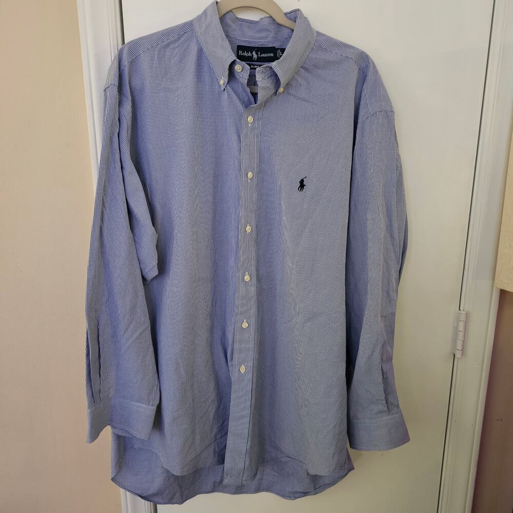 Ralph Lauren Blake Blue Plaid Cotton Button Down Sz L Pony Capsule Oxford Prep